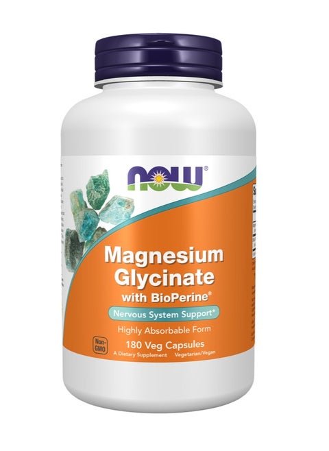 Now Magnesium Glycinate With BioPerine®180 Veg Capsules