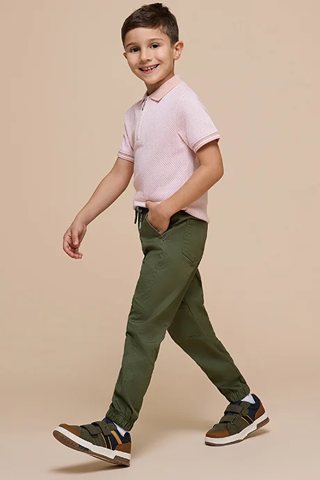 R&B Solid Jogger Pants with Drawstring Waist