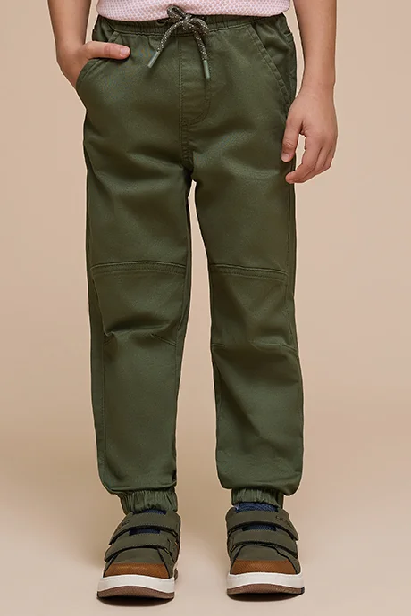 R&B Solid Jogger Pants with Drawstring Waist