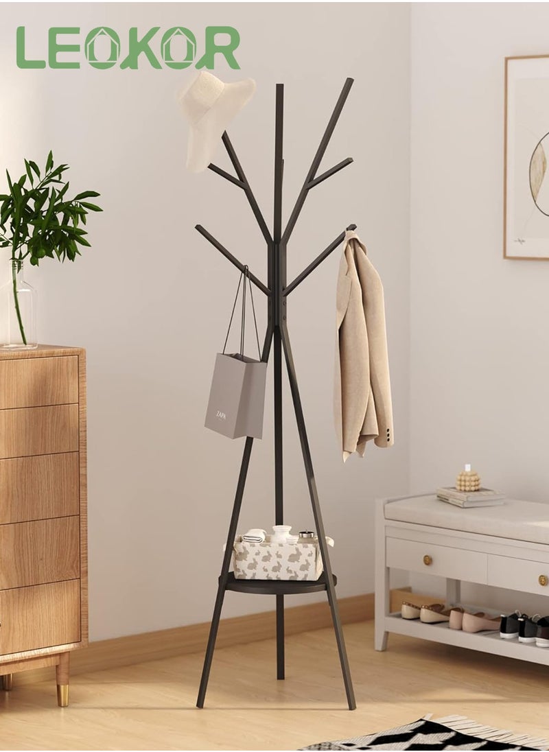 LEOKOR 9 Hooks Coat Rack Free Standing Clothes Hanger Super Load-Bearing Tree Metal Hat Hanger Suitable for Clothes Hats Handbags and Scarves  - Image 1