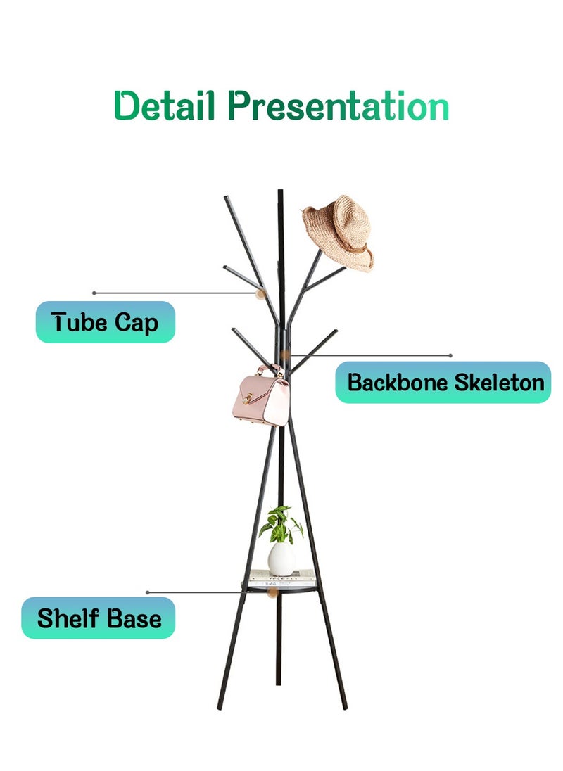LEOKOR 9 Hooks Coat Rack Free Standing Clothes Hanger Super Load-Bearing Tree Metal Hat Hanger Suitable for Clothes Hats Handbags and Scarves  - Image 4