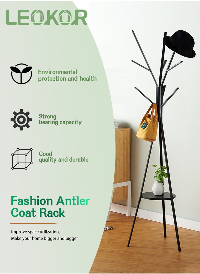 LEOKOR 9 Hooks Coat Rack Free Standing Clothes Hanger Super Load-Bearing Tree Metal Hat Hanger Suitable for Clothes Hats Handbags and Scarves  - Image 2