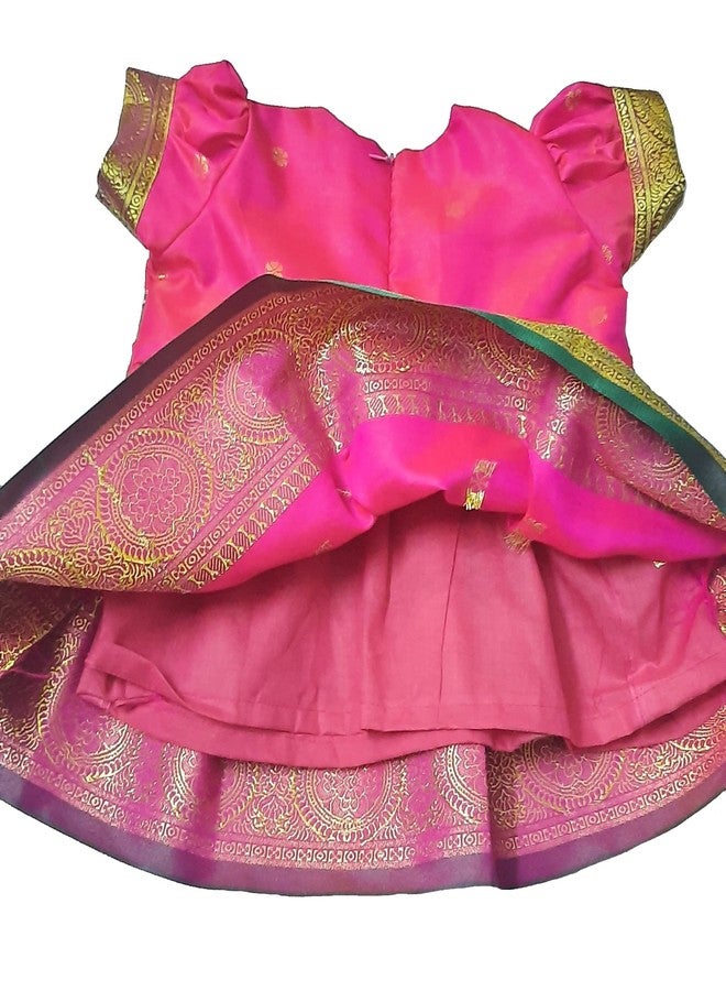 LUSTER baby-Girls Knee Length Silk Satin Frock (Month 0-6, 6-12, 12-18) (0-3 Months, Pink) - Image 3