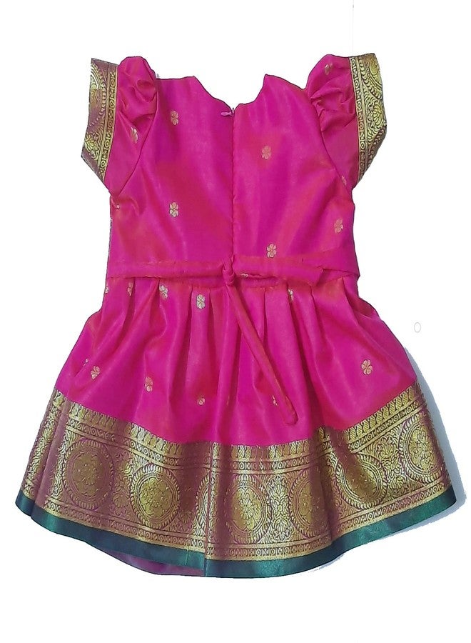 LUSTER baby-Girls Knee Length Silk Satin Frock (Month 0-6, 6-12, 12-18) (0-3 Months, Pink) - Image 2