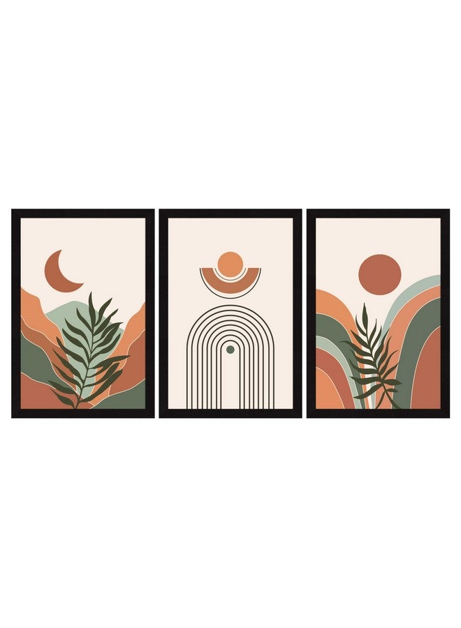 ArtX Paper Bohemian Sun & Moon Wall Painting For Living Room, Drawing Room Decoration Big Size, Boho Framed Painting for Wall Decoration,Wall Decor For Bedroom,Multicolor, 36.0 x 18.0 inches,Set Of 3 - Image 1