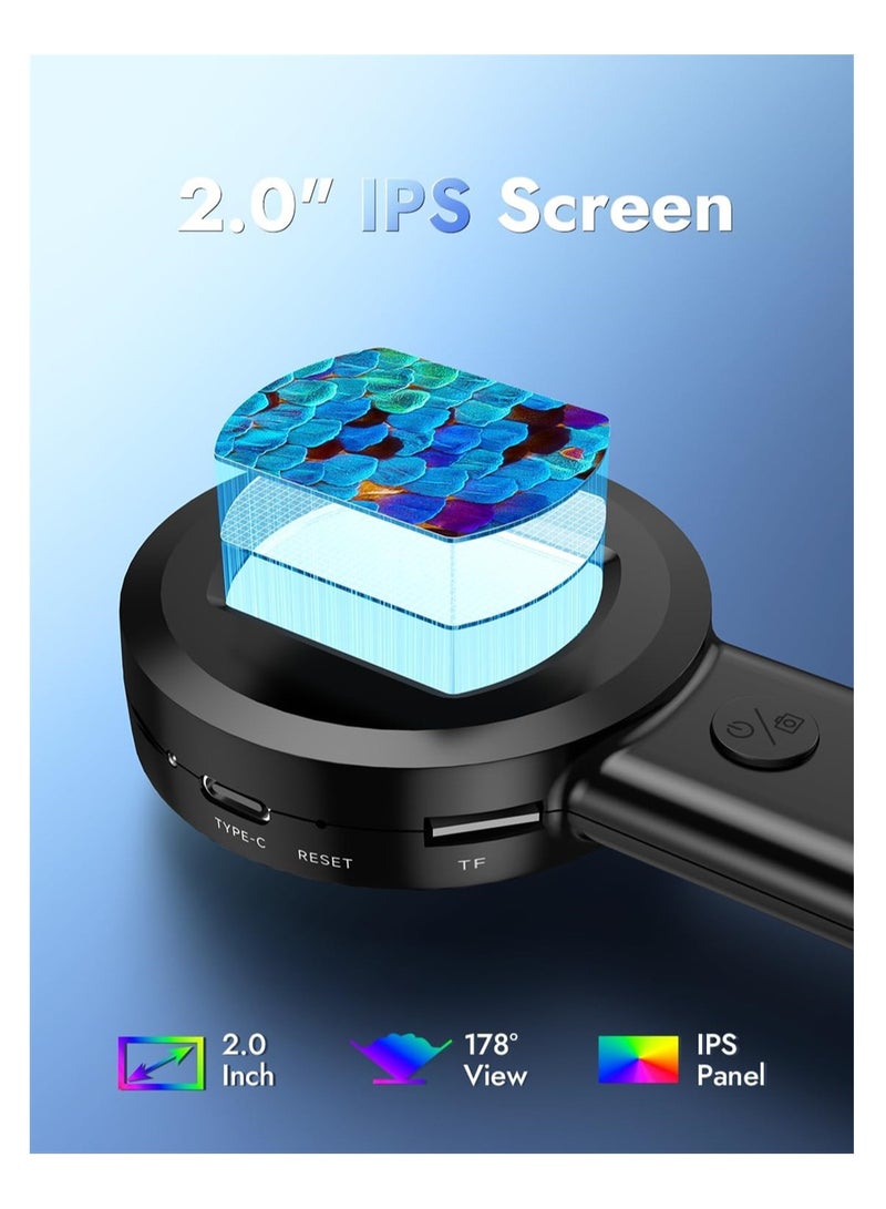 2-Inch IPS Screen Magnifying Glass, Electronic digital microscope with White and UV Lights, Compatible with Windows/Mac, Ideal for Reading, 1 million pixels - Image 3