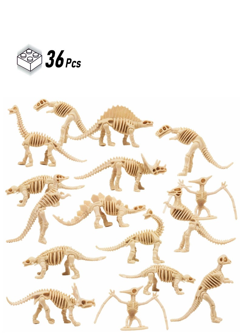 Excefore Dinosaur Fossil Skeletons,Figures Dino Bones,Dinosaur Skeleton Toys for Dino Sand Dig,Science Play,Party Favor,12 Styles,36 Pack  - Image 1