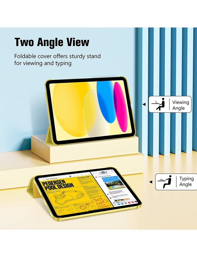 iPad 10th Generation Case 2022 iPad 10.9 Inch Case, iPad 10 Case Slim Stand Hard Shell Back Protective Smart Cover for 10.9” iPad 10th Gen 2022 Release A2696 A2757 A2777 -Yellow - Image 4
