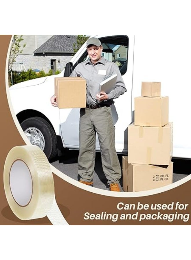 erorex 3 Rolls Filament Strapping Tape 5.7 Mil Fiberglass Tape Filament Tape Transparent Reinforced Packing Tape Fiber Tape for Packaging Sealing Binding Fixing Supplies - Image 2