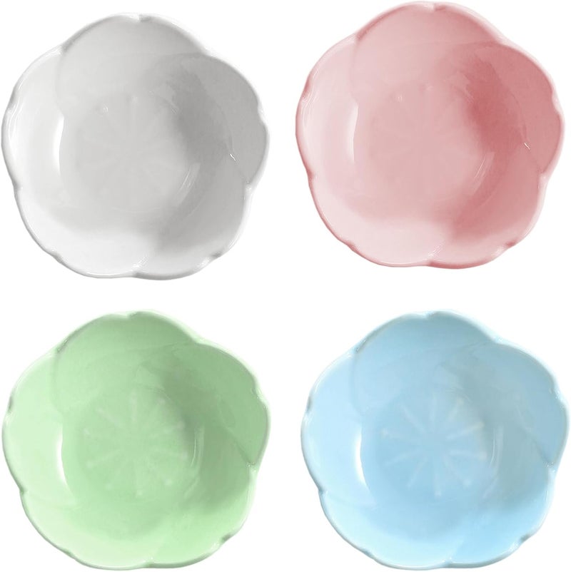 WAIT FLY WAIT FLY Beautiful 3 Inches Sakura Shaped Ceramics Seasoning DishesTea Bag HoldersKetchup SaucerAppetizer PlatesVinegar Spice Salad Soy Sushi Wasabi Seasoning Dipping Bowls WhitePink Set of 4  - Image 4