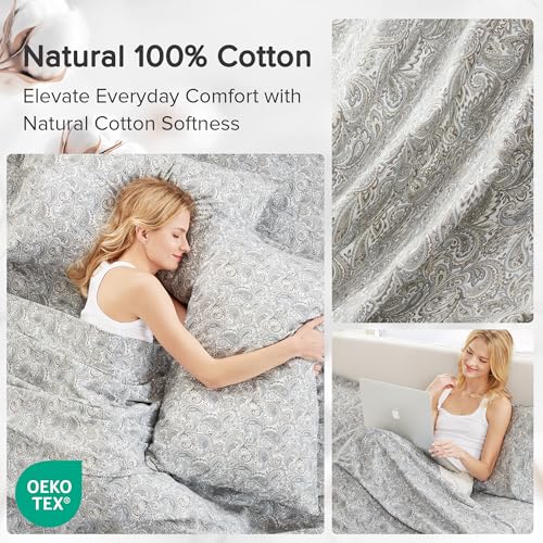 Comfort Spaces 100% Cotton Sheets King, Breathable, Naturally Cool Cotton Sheets, Soft Cotton Bed Sheets with 14" Elastic Pocket Fits up to 16" Mattress, All Seasons Sheet Set, Paisley Multi 4 Piece - Image 5