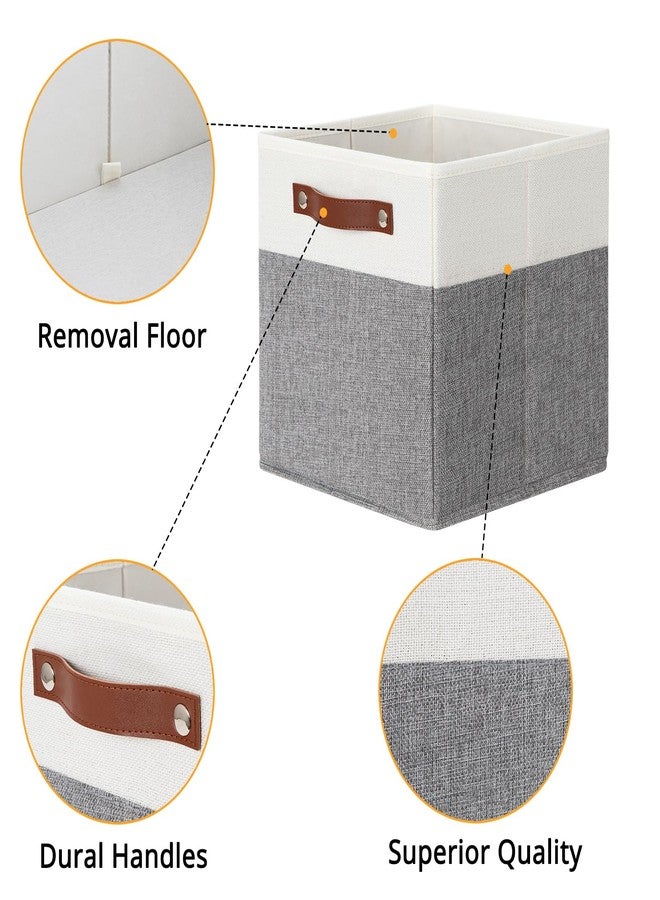DULLEMELO 11x11 Storage Cubes, Collapsible Sturdy Cube Storage Bins With Handles for Organizing,Fabric Storage Cubes Baskets for Shelves Nursery Closet Home Organization and Storage (White&Grey) - Image 4
