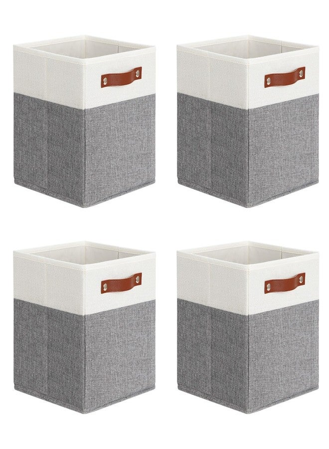 DULLEMELO 11x11 Storage Cubes, Collapsible Sturdy Cube Storage Bins With Handles for Organizing,Fabric Storage Cubes Baskets for Shelves Nursery Closet Home Organization and Storage (White&Grey) - Image 1