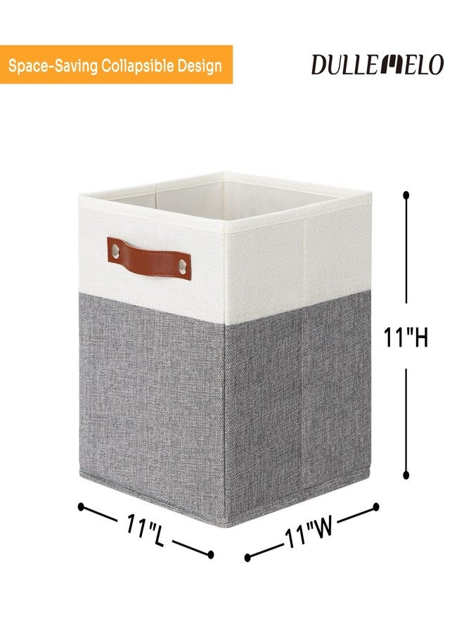 DULLEMELO 11x11 Storage Cubes, Collapsible Sturdy Cube Storage Bins With Handles for Organizing,Fabric Storage Cubes Baskets for Shelves Nursery Closet Home Organization and Storage (White&Grey) - Image 3