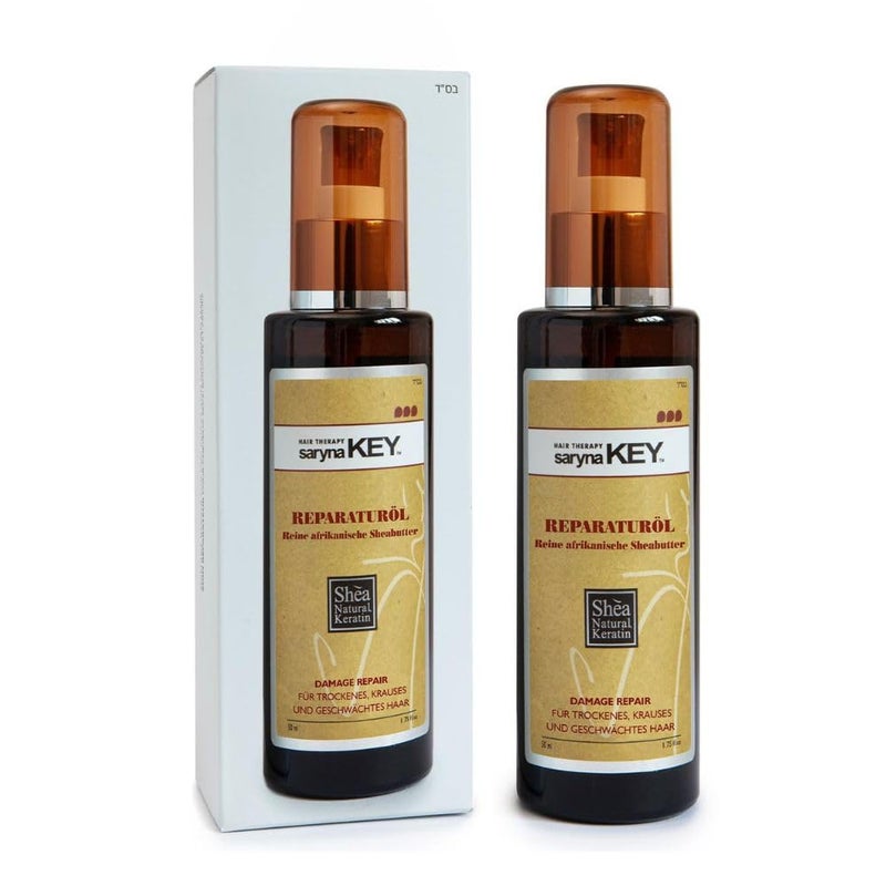 Saryna Key Hair Oil for Damage Repair - Pure African Shea Butter with Keratin & Vitamin E for Hair Treatment - Frizz Control & Split End Repair Hair Serum - Moisturizes, Shines, Softens (50ml/1.87oz) - Image 1