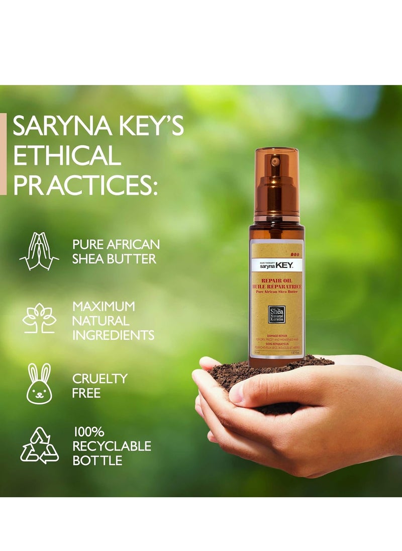 Saryna Key - Saryna Key Hair Oil for Damage Repair - Pure African Shea Butter with Keratin & Vitamin E for Hair Treatment - Frizz Control & Split End Repair Hair Serum - Moisturizes, Shines, Softens (50ml/1.87oz) - Image 1