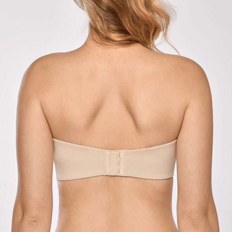 DELIMIRA Women's Strapless Bra Unlined Underwire Minimizer Plus Size Support Beige 36C - Image 2