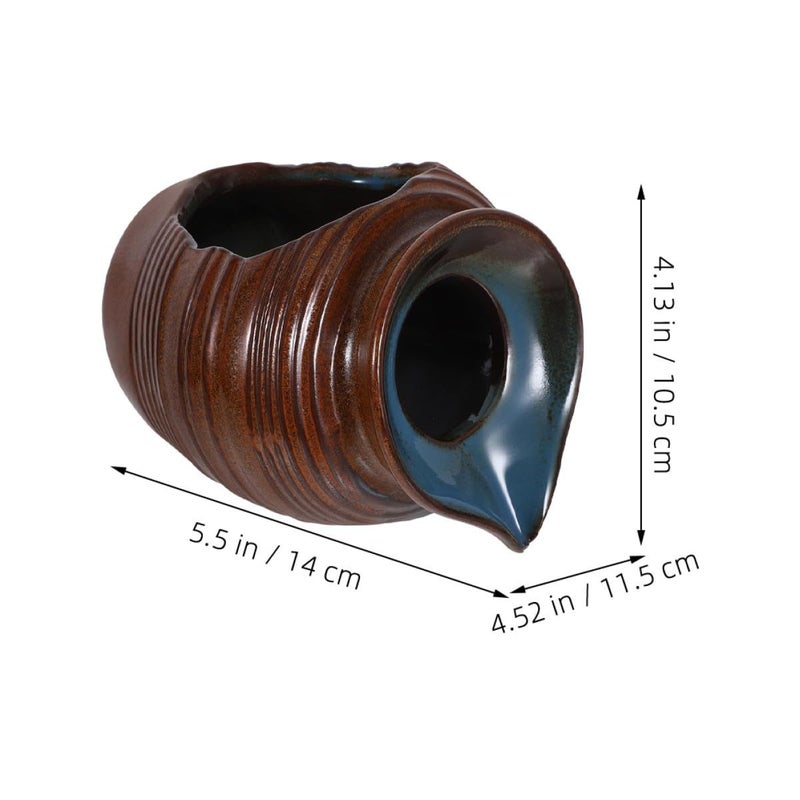 Ceramic Waterfall Fountain Jar For Fish Tank Garden Patio Indoor Outdoor Tabletop Decor Brown Small - Image 3
