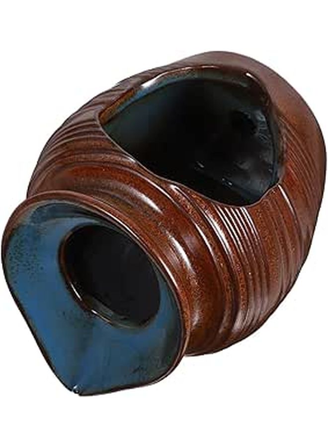 Ceramic Waterfall Fountain Jar For Fish Tank Garden Patio Indoor Outdoor Tabletop Decor Brown Small - Image 1