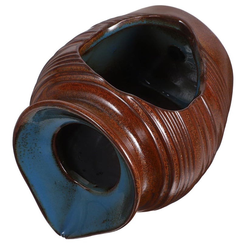 Ceramic Waterfall Fountain Jar For Fish Tank Garden Patio Indoor Outdoor Tabletop Decor Brown Small - Image 2