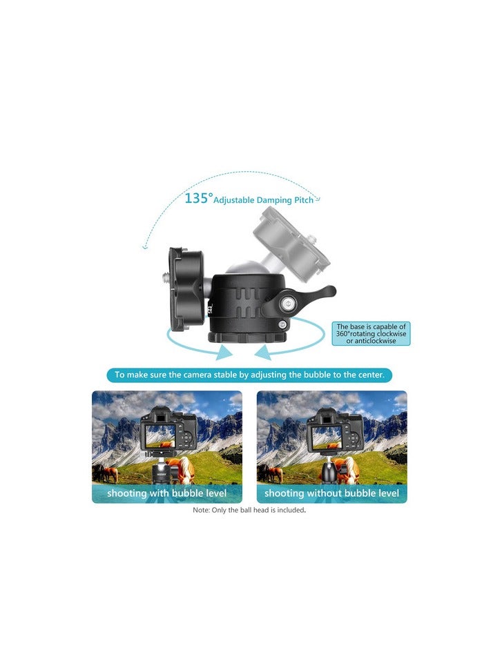 NEEWER 28mm Low-Profile Tripod Ball Head with Quick Release Plate & Bubble Level – 360° Panoramic Rotation, 1/4-Inch Screw Mount, Max Load 5kg for DSLR Cameras, Tripods, Monopods, Sliders black - Image 4