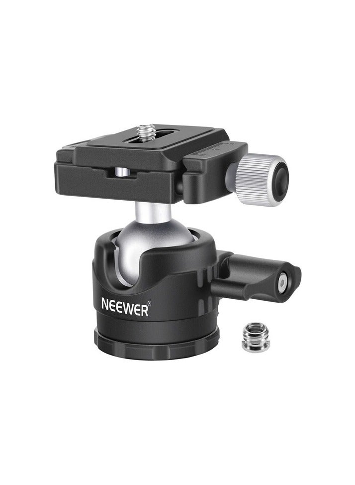 NEEWER 28mm Low-Profile Tripod Ball Head with Quick Release Plate & Bubble Level – 360° Panoramic Rotation, 1/4-Inch Screw Mount, Max Load 5kg for DSLR Cameras, Tripods, Monopods, Sliders black - Image 1