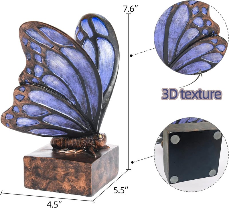 Kakizzy Vintage Purple Butterfly Bookends,Resin Book Ends for Shelves,Heavy Duty Decorative Bookends,Creative Book Stopper Holder Decor for Desk Home Office,Shelf Decoration,Gifts for Mother's Day - Image 3
