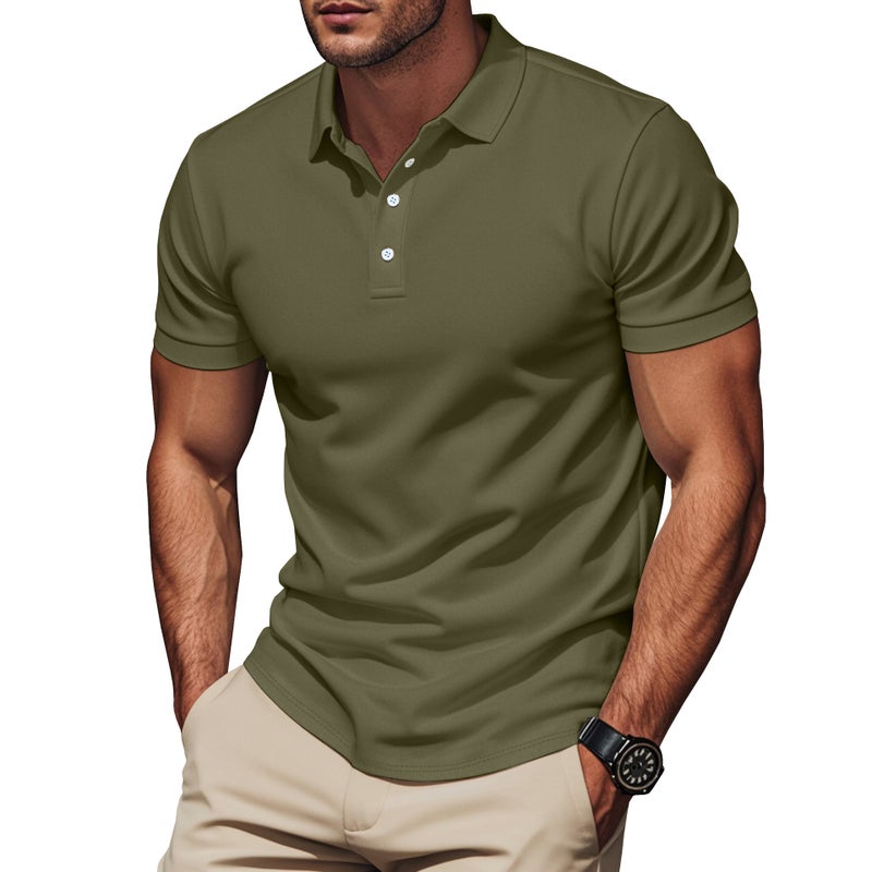 Casual British Style Summer Men''s T-shirt Slim-fit Gentleman Polo Short-sleeved Shirt - Image 4