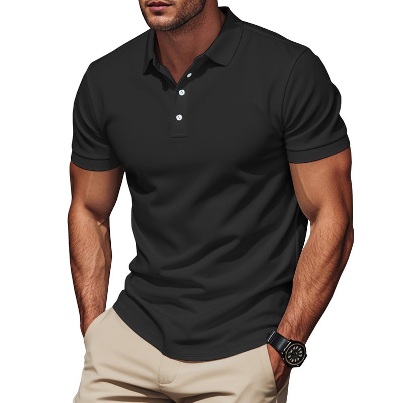 Casual British Style Summer Men''s T-shirt Slim-fit Gentleman Polo Short-sleeved Shirt - Image 5