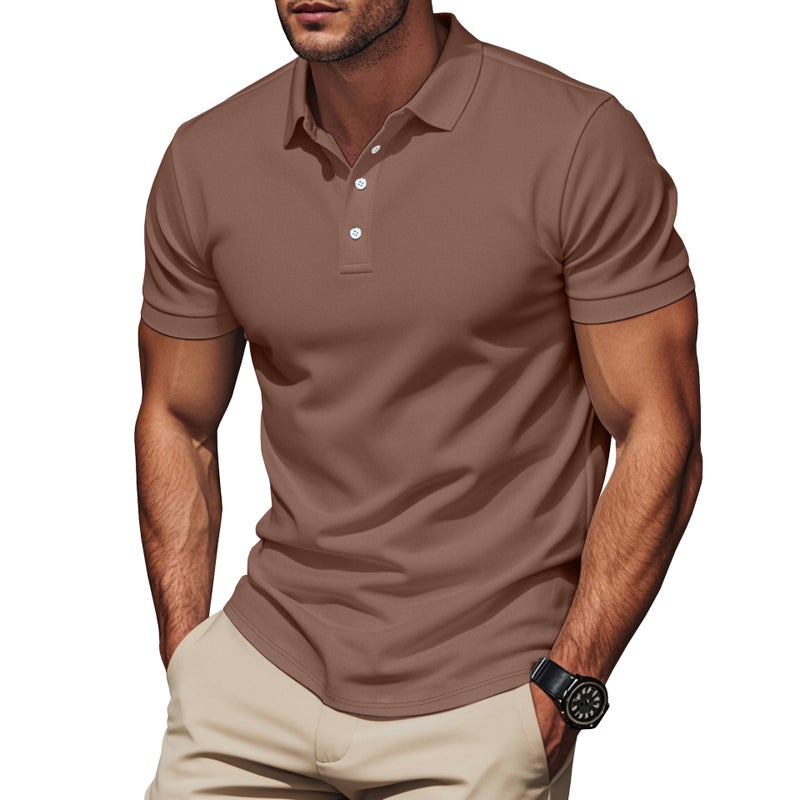 Casual British Style Summer Men''s T-shirt Slim-fit Gentleman Polo Short-sleeved Shirt - Image 2