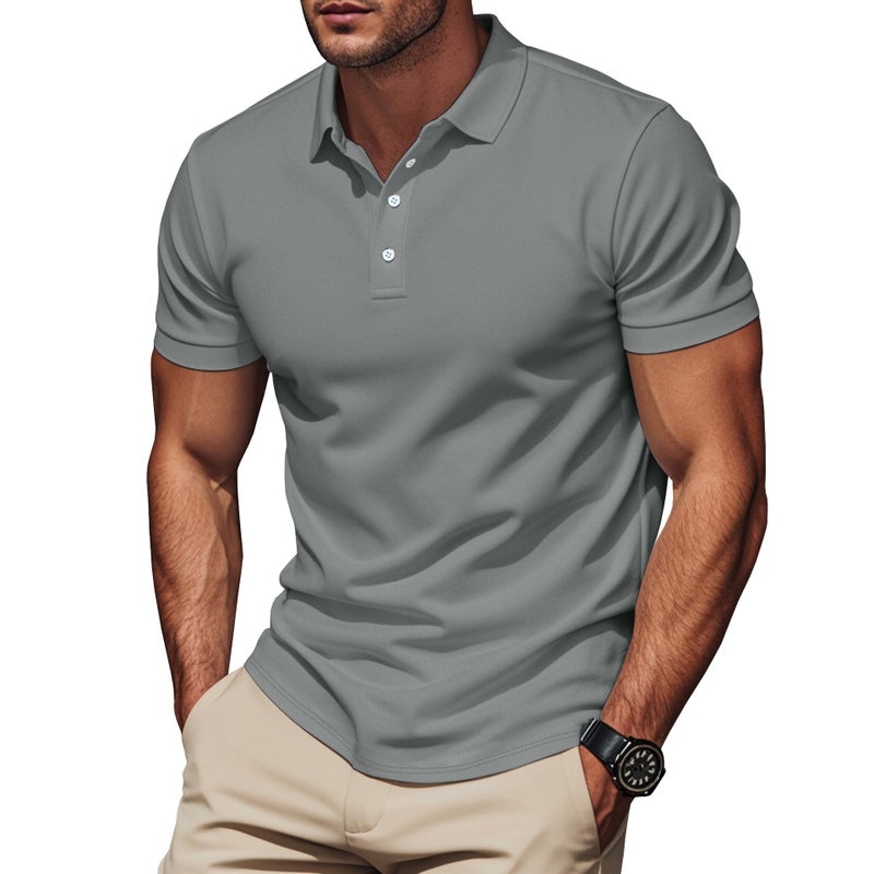 Casual British Style Summer Men''s T-shirt Slim-fit Gentleman Polo Short-sleeved Shirt - Image 3