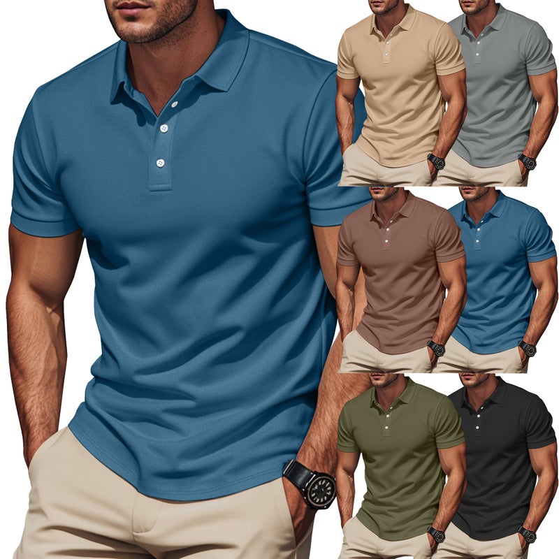 Casual British Style Summer Men''s T-shirt Slim-fit Gentleman Polo Short-sleeved Shirt - Image 1