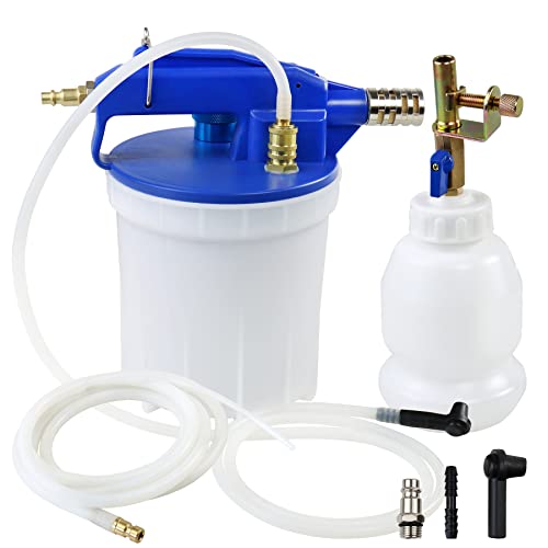 JIFETOR Pneumatic Vacuum Brake Bleeder Kit, Brake Clutch Oil Bleeding Tool Set with 1.75L Waste Brake Fluid Extractor, 0.9L New Oil Refilling Bottle, 2 Silicon Hoses and Universal Rubber Adapter - Image 1