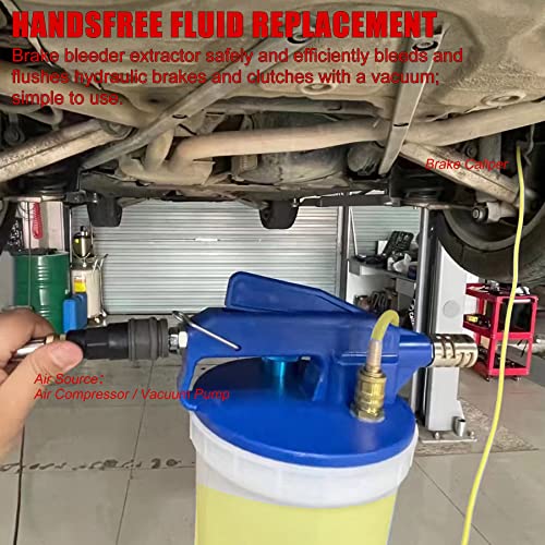 JIFETOR Pneumatic Vacuum Brake Bleeder Kit, Brake Clutch Oil Bleeding Tool Set with 1.75L Waste Brake Fluid Extractor, 0.9L New Oil Refilling Bottle, 2 Silicon Hoses and Universal Rubber Adapter - Image 3