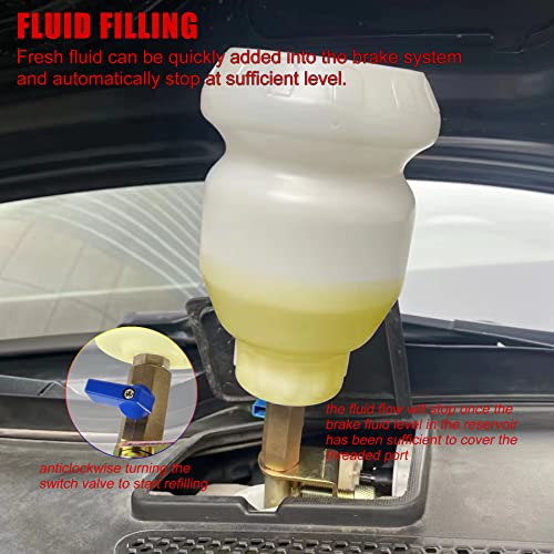 JIFETOR Pneumatic Vacuum Brake Bleeder Kit, Brake Clutch Oil Bleeding Tool Set with 1.75L Waste Brake Fluid Extractor, 0.9L New Oil Refilling Bottle, 2 Silicon Hoses and Universal Rubber Adapter - Image 5