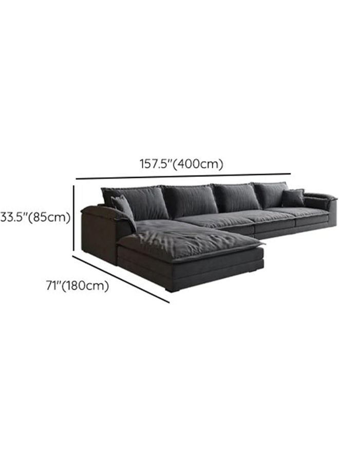 Comfynest Comfynest 3-Piece L-Shaped Sofa Set with Left-Facing Chaise, Recessed Arms, and Plush Dove Grey Upholstery (400cm, Left Side)  - Image 2