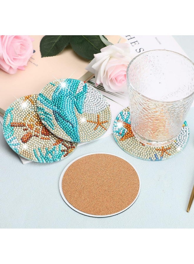 Retailio 8-Piece Ocean Diamond Art Coaster Kit - DIY Non-Slip Craft Set with Holder, Perfect Art Supplies for Adults & Creative Christmas Gifts - Image 3