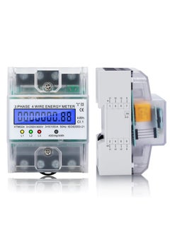 Top-Hat Rail Calibrated Electricity Meter - 3-Phase 4-Wire Three Current Meter with LCD Digital Display for 230/400V Power Systems (5-100A)