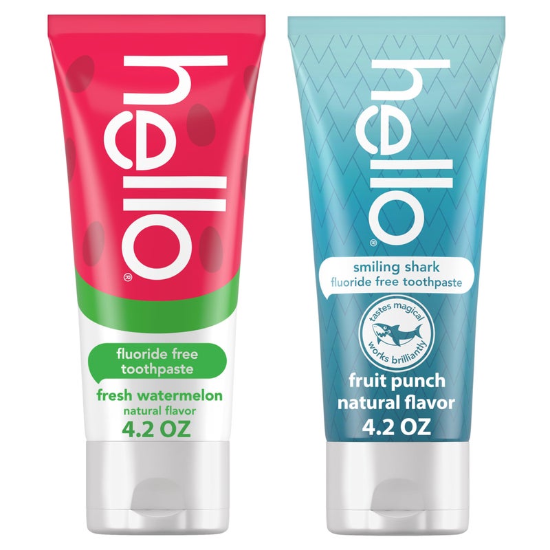 Hello Smiling Shark and Fresh Watermelon Fluoride Free Kids Toothpaste Pack Includes 42 oz Smiling Shark Kids and 42 oz Fresh Watermelon Toothpaste - Image 3
