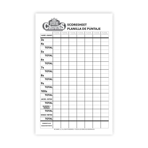 PlayMonster Five Crowns Scorepad 130 Page Replacement Score Sheet Card Game Score Card Tracks 7 Players at Once Gift for Kids Birthday Gifts - Image 1