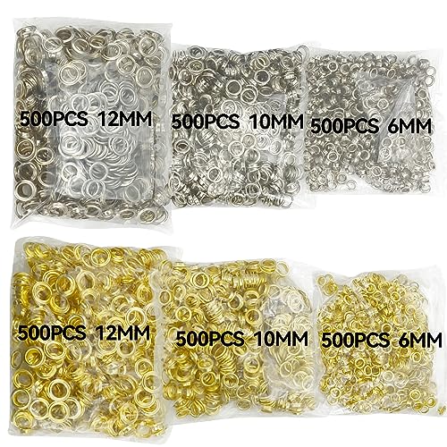 AeKeatDa Hand Press Grommet Machine with 3000pcs Grommets(6mm, 10mm and 12mm) 3 Die (#0#2#4) Handle Cover Hand Press Grommet Eyelet Machine Punch Tool - Image 3