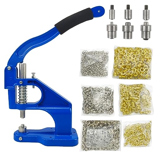AeKeatDa Hand Press Grommet Machine with 3000pcs Grommets(6mm, 10mm and 12mm) 3 Die (#0#2#4) Handle Cover Hand Press Grommet Eyelet Machine Punch Tool - Image 1