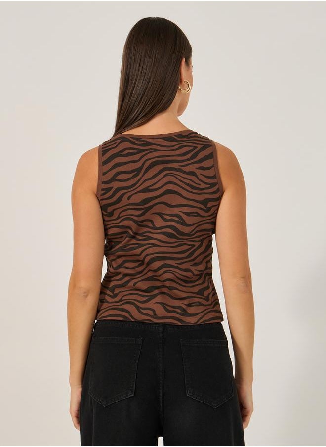 Styli - Animal Printed  Sleeveless Tank Top - Image 1