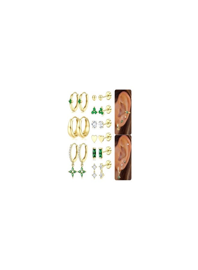 Fansilver Hypoallergenic Flat Back Earrings for Women 20G Surgical Stainless Steel Cartilage Earring Sets for Multiple Piercing Dainty Small Hoop Flatback Stud Earrings Stacks G - Image 1