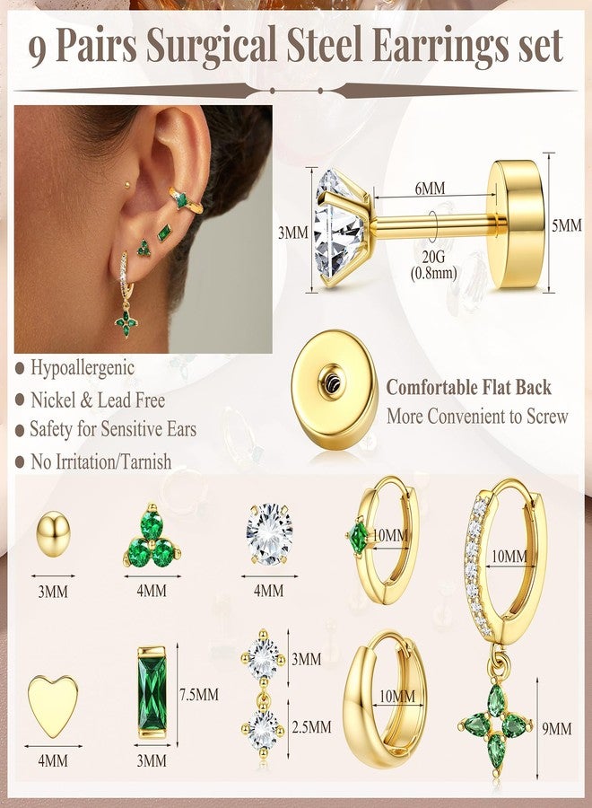 Fansilver Hypoallergenic Flat Back Earrings for Women 20G Surgical Stainless Steel Cartilage Earring Sets for Multiple Piercing Dainty Small Hoop Flatback Stud Earrings Stacks G - Image 4