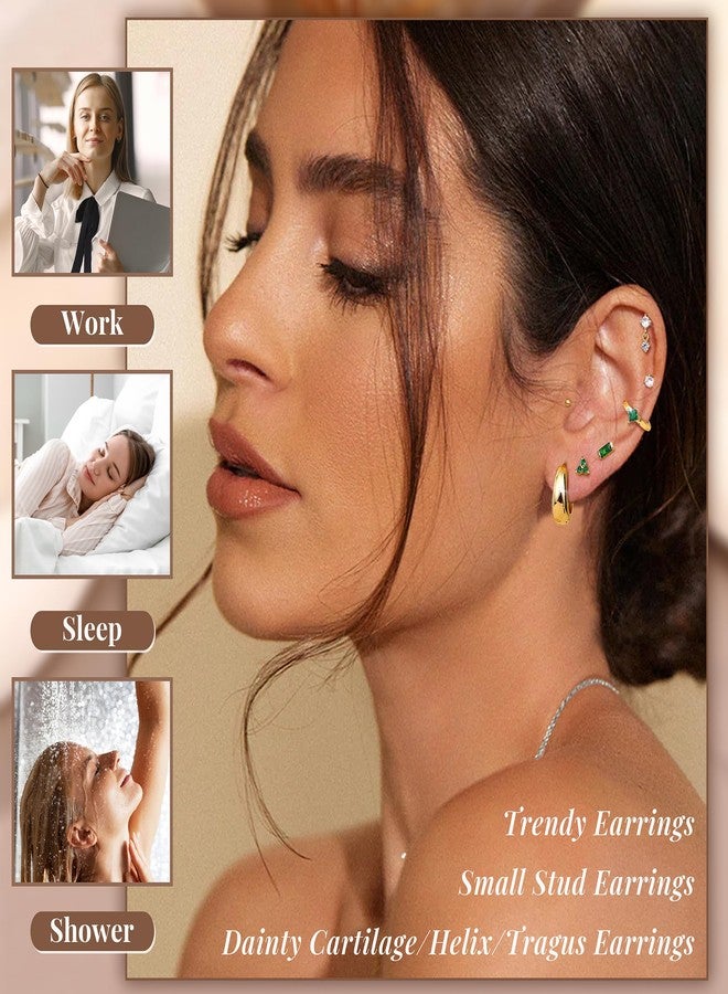 Fansilver Hypoallergenic Flat Back Earrings for Women 20G Surgical Stainless Steel Cartilage Earring Sets for Multiple Piercing Dainty Small Hoop Flatback Stud Earrings Stacks G - Image 2