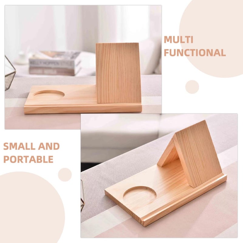 حامل كتاب مثلث خشبي مع حامل كوب وهاتف منظم مكتب على شكل V للمكتب والدراسة - Image 4