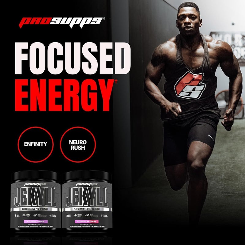 ProSupps بروسبس دكتور جيكل أداء مسحوق ما قبل التمرين منخفض المنبهات يدعم زيادة العضلات التركيز الطاقة خالي من الكافيين صالة الألعاب الرياضية مكملات اللياقة البدنية نكهة الفراولة والليمون 30 حصة - Image 3