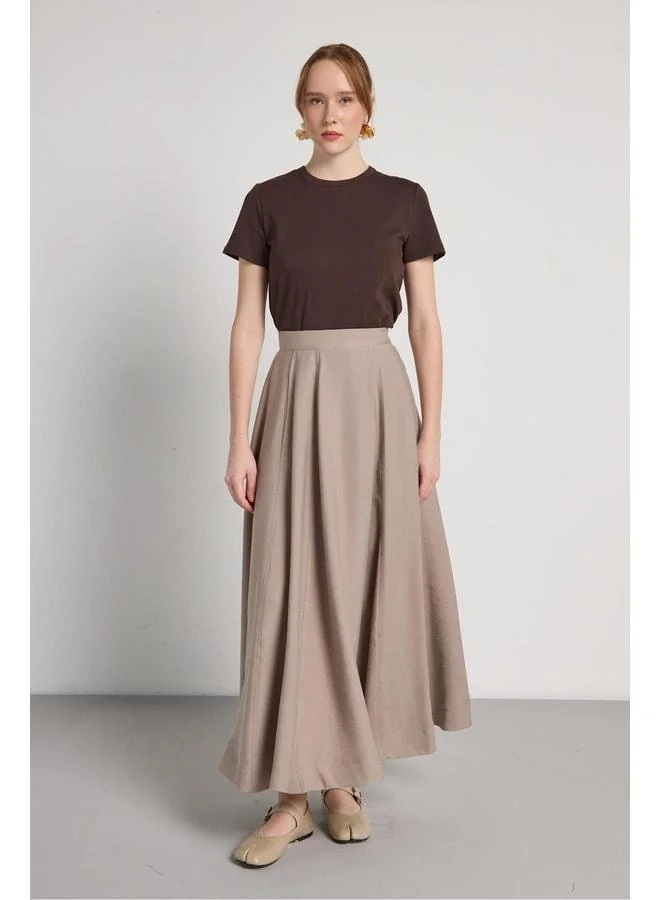 mina aise High Waist Piece Premium Tencel Fabric Stone Long Skirt 31026.