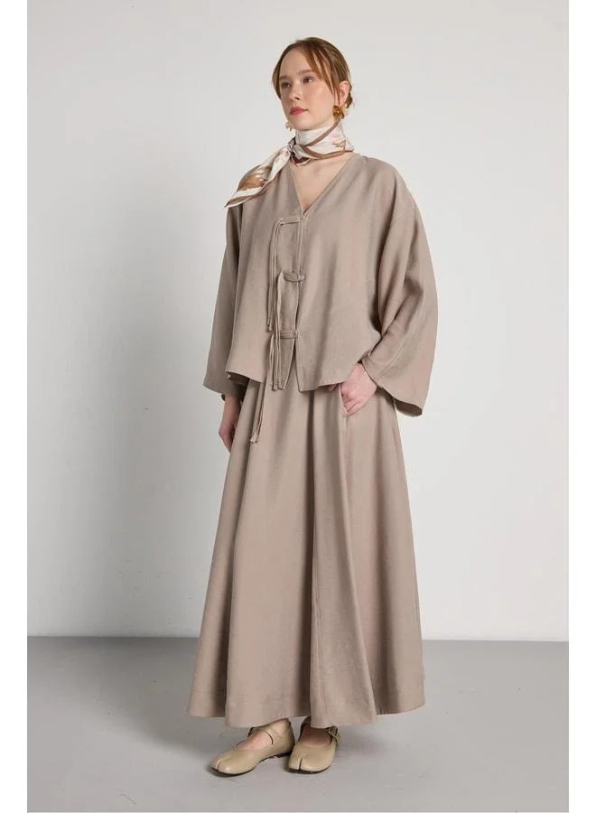 mina aise High Waist Piece Premium Tencel Fabric Stone Long Skirt 31026.